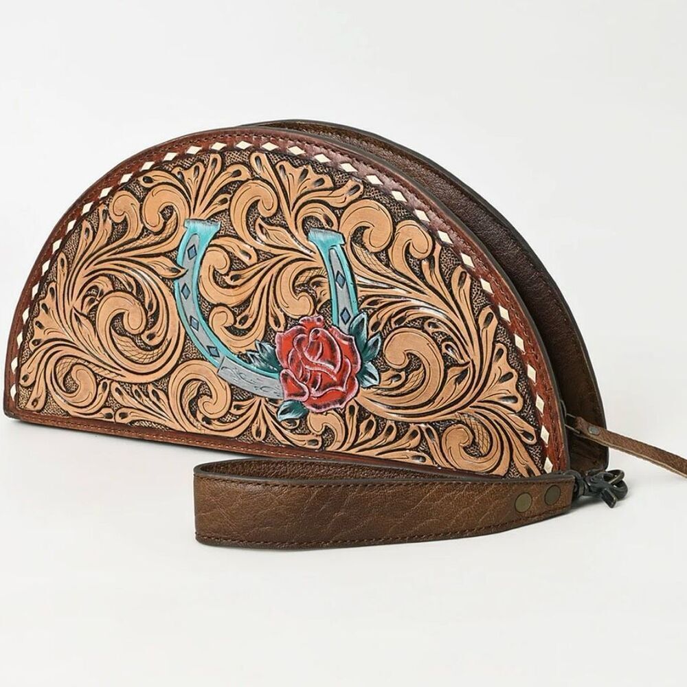 American Darling Taco Genuine Leather Western Women Horseshoe Bag Handbag Purse